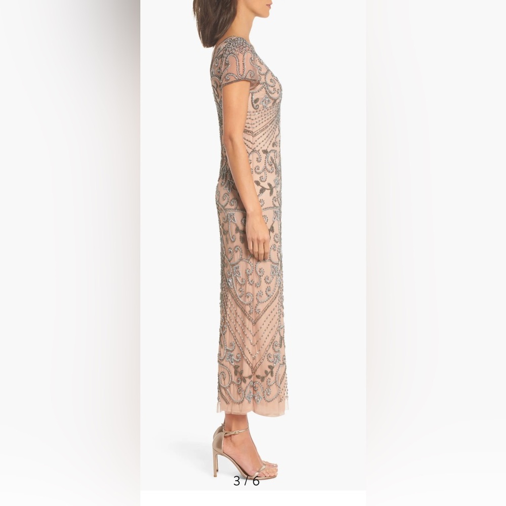 Pisarro Nights Beaded Mesh Maxi Dress - Rose - Picture 7 of 10